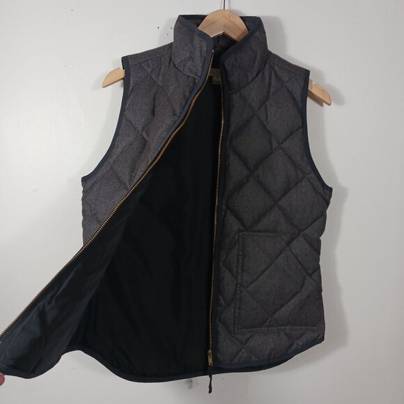 J. Crew Quilted Down & Feather Fill Dark Gray Vest Size Small, Classic Outerwear - Picture 7 of 15